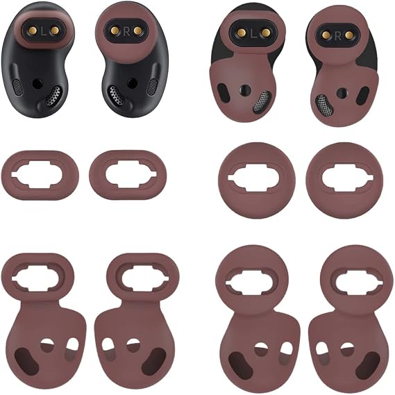 4 Pairs Galaxy Buds Live Ear Tips Ear Hooks Kit Set, Small/Large 2 Size Silicone Anti-Slip Fit in Case Rubber Ear Buds Wings Eartips Compatible with Samsung Galaxy Buds Live - Mystic Bronze