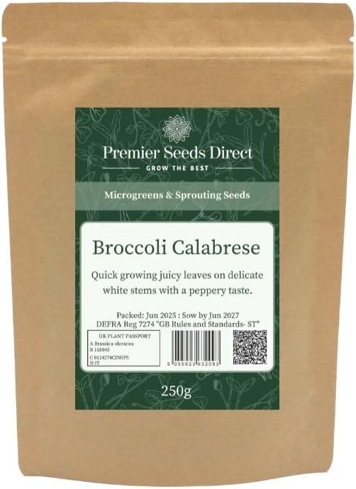 PREMIER SEEDS DIRECT - MICROGREEN Seeds - Broccoli Calabrese (500 Grams)