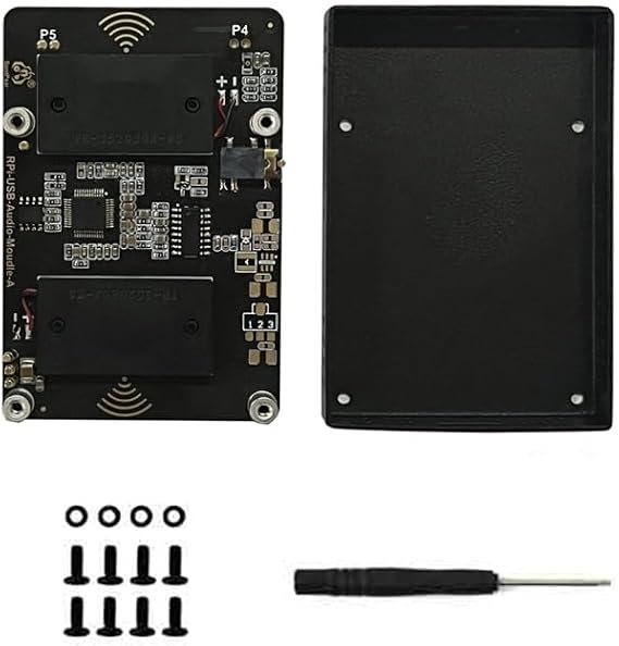 USB Audio Sound Card Moudle HAT with Earphone Jack Buzzer Speaker for Pi5, Pi5-USB-Audio-A-With-Case