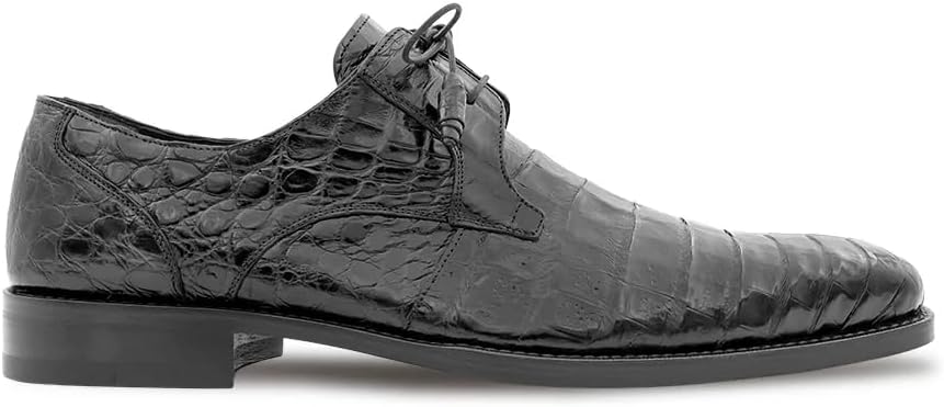 Mezlan Anderson Crocodile Lace Up Mens Genuine Crocodile Plain Toe Blucher with Memory Foam Insole Handmade in Spain