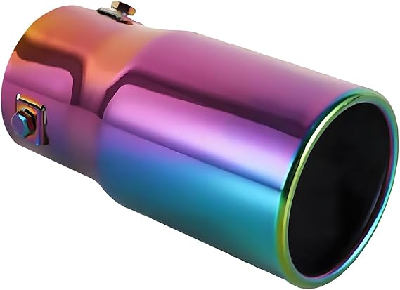 Car Exhaust Tips, 2.48 to 3 Inches Outlet Tail Pipe Exhaust Tips Muffler Tailpipe End Tip Modification Stainless Steel Car Exhaust Pipe Auto Accessories (Colorful)