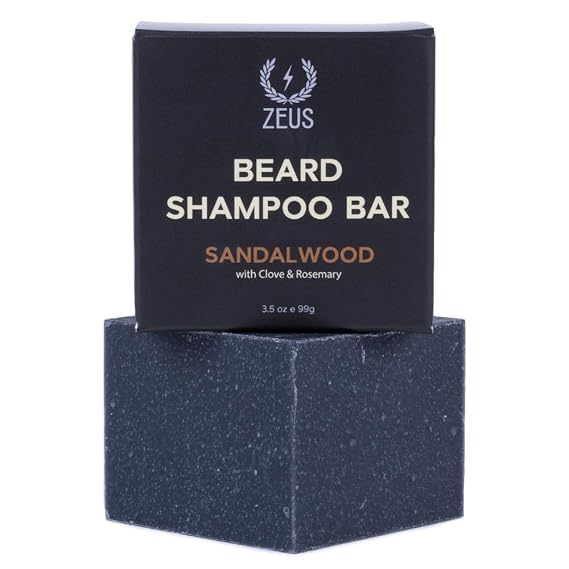 ZEUS Beard Wash Bar for Men, AllNatural Hydrating Cleanser (Sandalwood)