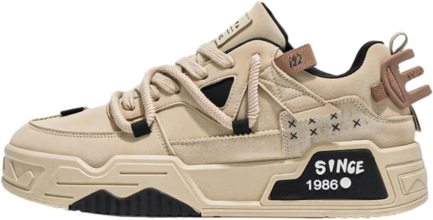 Comfortable Breathable Men's Fashion Skate Sneakers - Non-Slip Lace-Up Shoes with Rubber Sole for All Seasons
