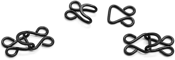 144 Sets of 1/2" Long "Tutu" Hooks and Eyes, Black Plated, Yen Brand
