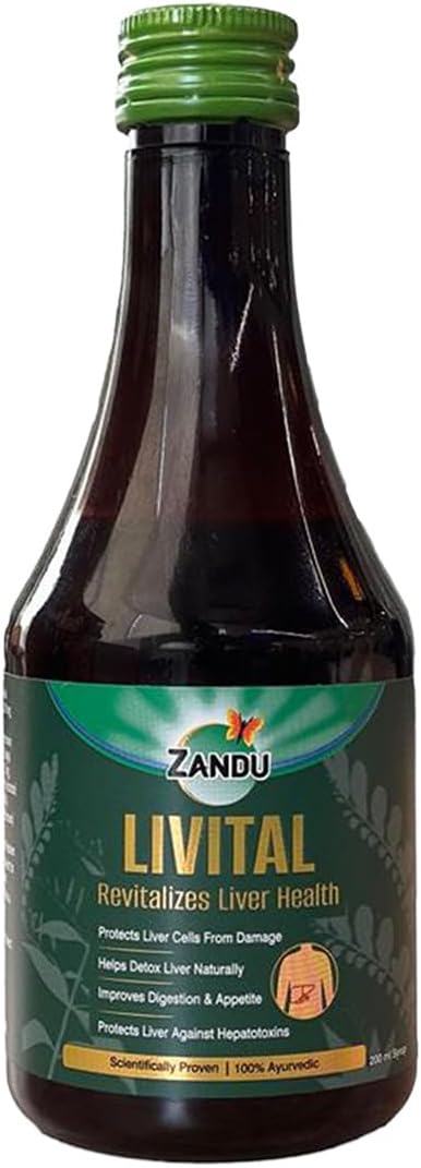 Zandu Livital Syrup 200ml, Aids in Liver Detox & Improves Digestion, Appetite, Scientifically Tested, 100% Ayurvedic Ingredients, Protects Liver Against Various Hepatotoxins