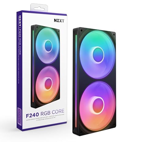 NZXT F240 RGB Çekirdek - 2 x 120mm RGB Fanlı 240mm Tek Çerçeve Fan Ünitesi - Hız ve Aydınlatma Kontrolü - Yüksek Statik Basınç ve Hava Akışı - Akışkan Dinamik Rulmanlar - Fan Başına 8 aRGB LED - Siyah