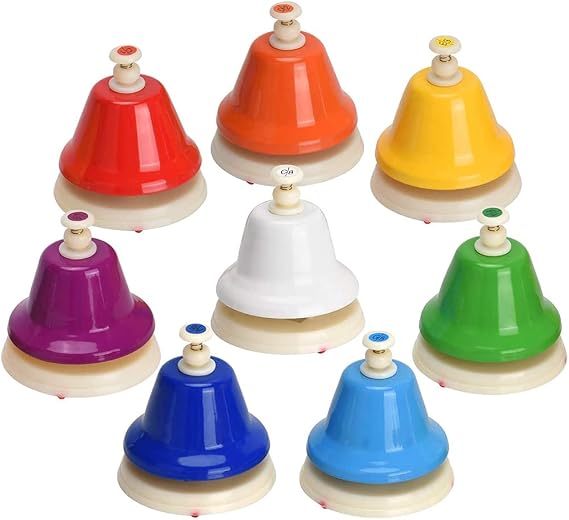 Desk Bells, 8 Notes Diatonic Metal Hand Bells, Rainbow Music Bells, Musical Learning Teaching Percussion Instrument