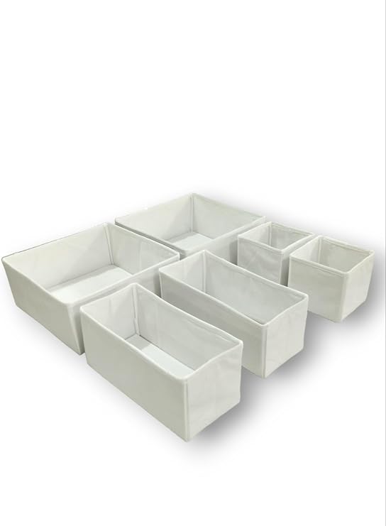 6'lı Beyaz Çekmece İçi Düzenleyici Organizer Set - Çok Amaçlı Dolap İçi Kutu Seti