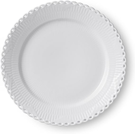 Royal Copenhagen 1052699 White Fluted Full Lace Plate, 10.6 inches (27 cm), Wedding Gift