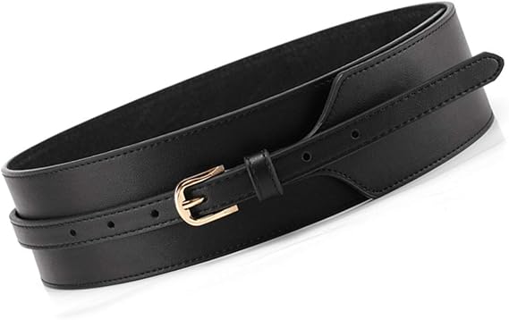 Women Wide Knotted Belt Design PU Leather Waistbands Simple Width Belt