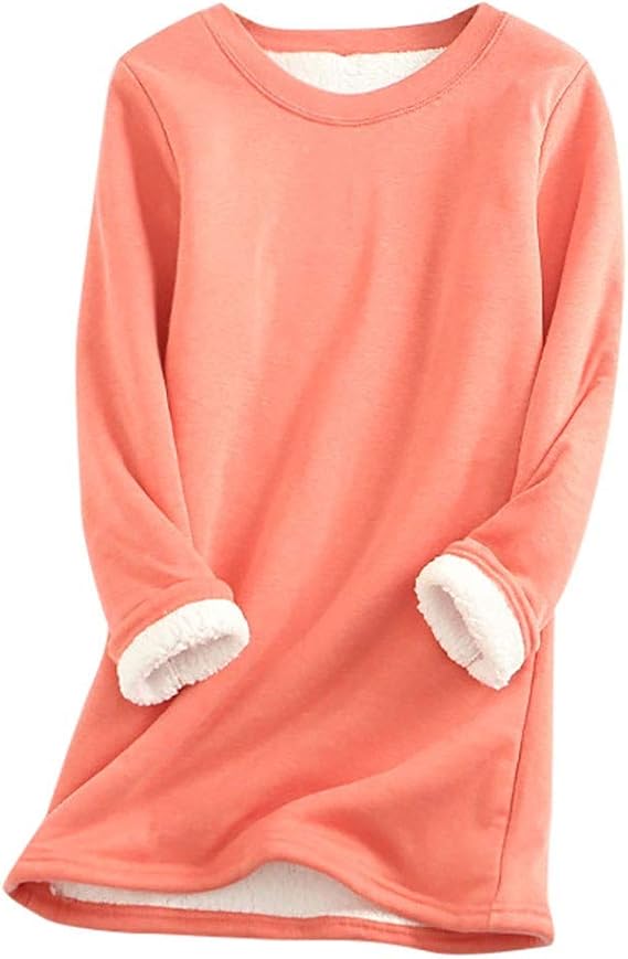 Ceboyel Women Fleece Lined Sweatshirts Sherpa Fuzzy Pullover Tops Loose Fit Cute Sweater Warm Winter Trendy Cozy Clothing