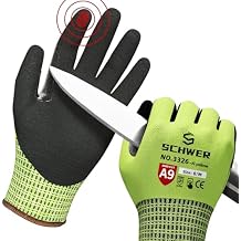 Schwer ProGuard Highest Level Cut Resistant Work Gloves PR3326 for Extreme Protection,ANSI A9 Cut Gloves with Reinforced Thumb, Non Slip, Breathable, Durable, Touch-screen, Yellow 1 Pair(M)