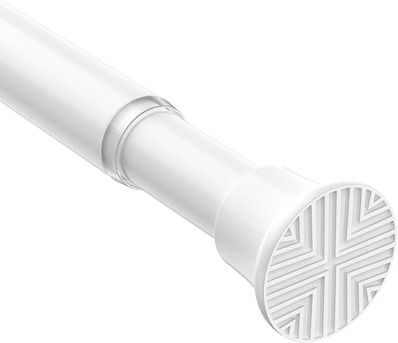 Extendable Curtain Poles 59-120 cm, Tension Rods for Curtains Adjustable Shower Curtain Poles No Drilling Spring Loaded Curtain Rod Shower Rail for Bathroom Window Door Wardrobe, White