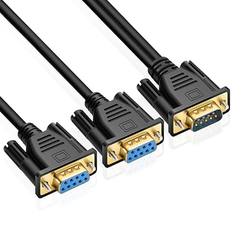 DB9 RS232 Serial Y Splitter Cable, DB 9Pin 1 Male to 2 Female RS232 Extension Cord Wire Straight Through Serial D-Sub Port for Connecting PC Digital Machine Tools - 50CM (0.5M)