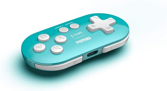 8bitdo Zero 2 Game Controller Bluetooth Wireless Windows Android macOS RaspberryPi Steam Turquoise Edition