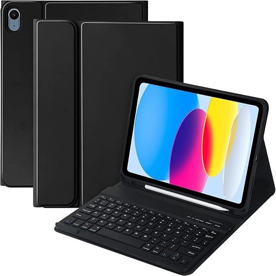 Apple iPad 11.Nesil A16 11inç/10.Nesil 10.9inç ile uyumlu Kılıf Kablosuz Klavyeli Case Mobax Türkçe Klavye Siyah