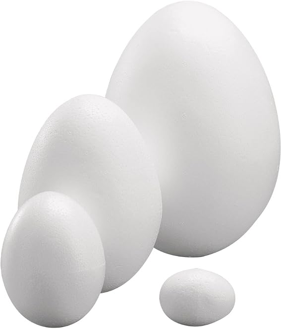 Rayher Polystyrene Egg for Easter Crafts, Fillable Two-Part Egg for Small Gifts and Sweets, Hollow Easter Egg, Height 30cm, white, 3317000