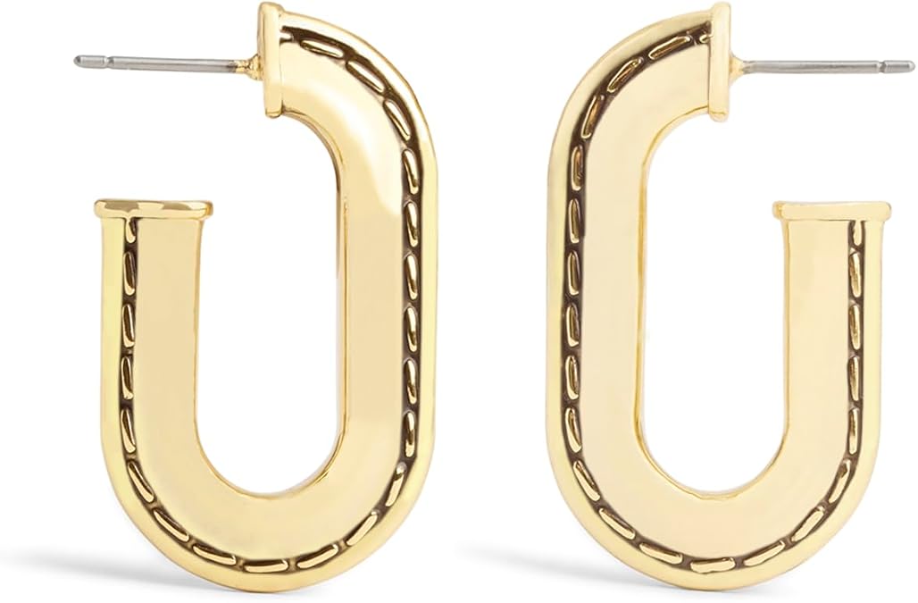 COACH Womens Stitched Oval Hoop Earrings