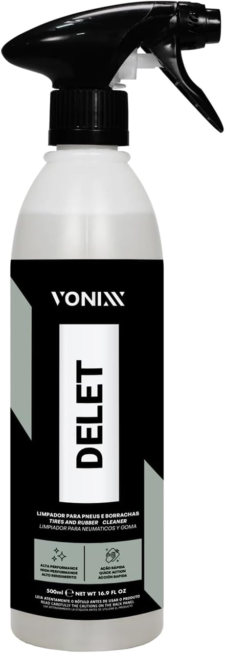 Vonixx Delet Tire and Rubber Cleaner | High-Performance Formula | Removes Dirt and Grime | Versatile Product for Car Detailing | Restores Rubber Back to New | 16.9 fl oz (500 ml)