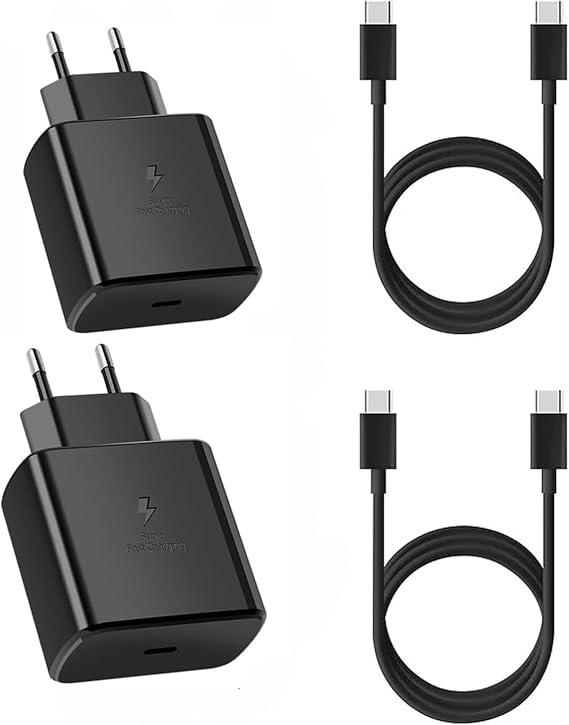 2 Pack USB C Charger 45 W Fast Charger & 1.5 m Charging Cable USB C PPS Fast Charging Power Supply for Samsung Galaxy S24 Ultra/S24/S23+/S23/S22/Note20 Fast Charger Plug Adapter for iPhone 17/16/15