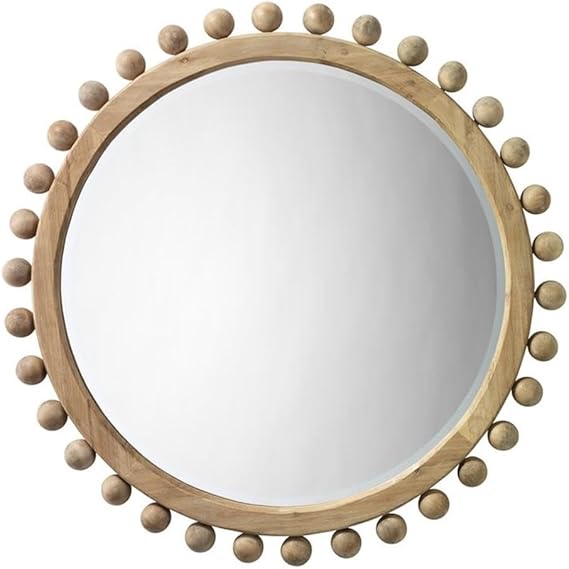 J&D Designs Brighton Beveled Transitional Fir Wood Mirror in Natural