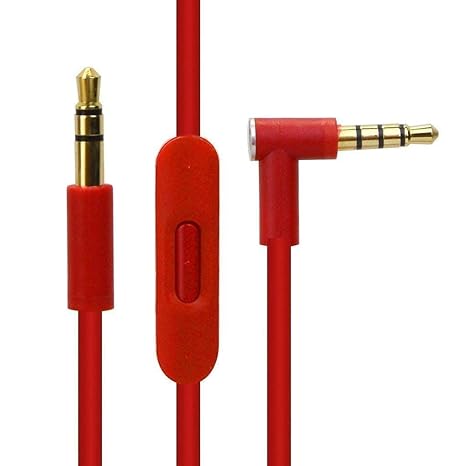 Muigiwimeiso Replacement Audio Cable Cord Wire with Inline Microphone Volume Control Compatible with Beats by Dr Dre Solo Studio Pro Detox Mixr Executive Pill Wireless Headphones (red)