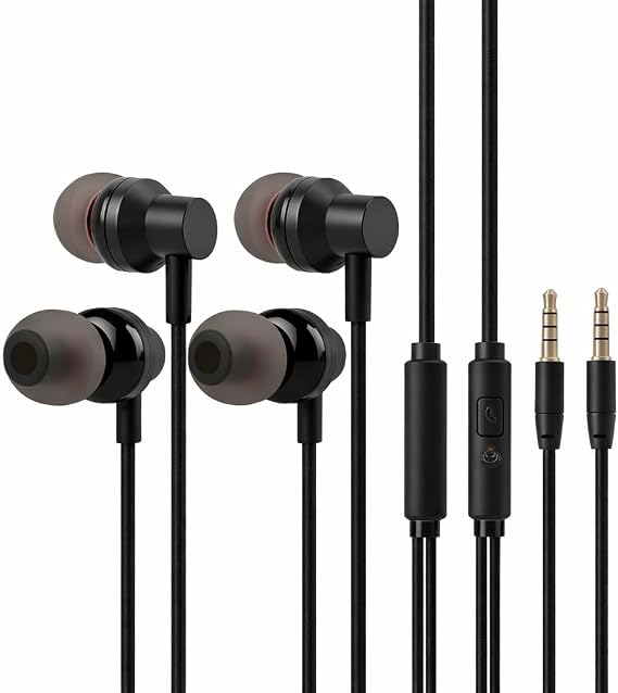 2 PCS 3.5mm Wired Earphones with Microphone, In Ear Headphones Wired for Clear Sound and Noise Isolation, Comfortable Wired Earbuds for Music Calls Travel and Daily Use