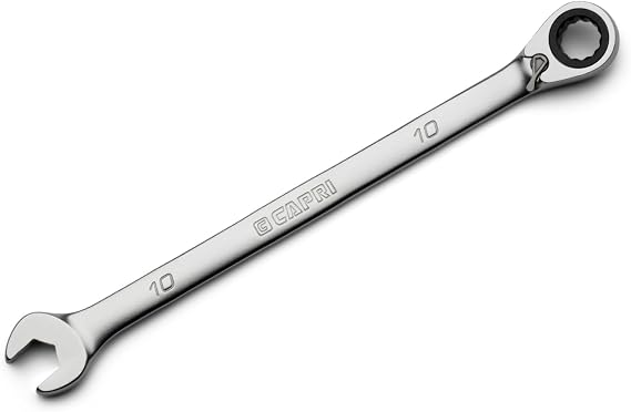 Capri Tools 10 mm 120-Tooth Ultra-Smooth Reversible Ratcheting Combination Wrench, XL Long Series, Metric, 12-Point