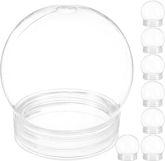 DIY Snow Globe Kit Clear 4 Inch Plastic Fillable Balls with Screw Cap for Crafting Custom Snow Globes and Home 8Pcs