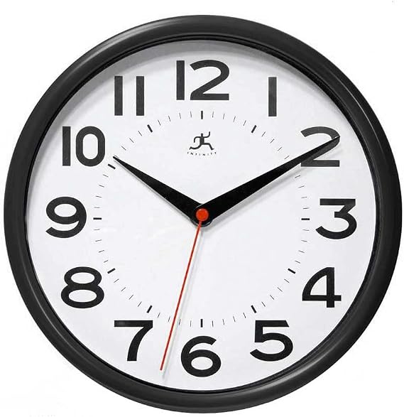 Infinity Instruments Metro 9 Inch Round Silent Non- Ticking Modern Clock
