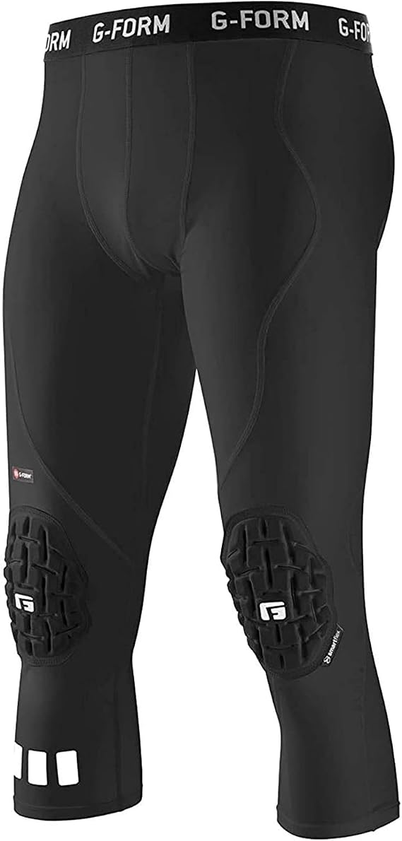 G-Form Pro 3/4 Padded Compression Pants - Compression Pants with Protective Pads - Sports Gear for Basketball & Handball
