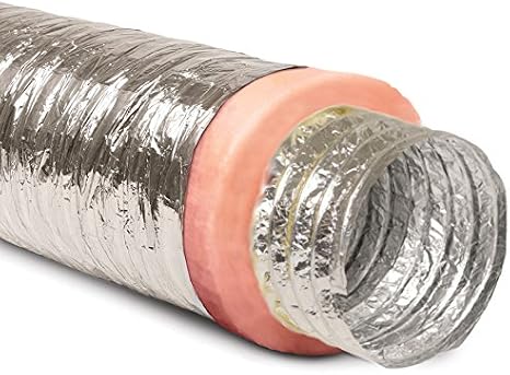 HVAC Premium 7" Inch Flexible Aluminum Ducting Hose Insulated R-8.0 Air Duct Pipe for for Heavy Duty HVAC & Exhaust Ductwork Insulation - 25' Feet Long - in Accordance with UL 181