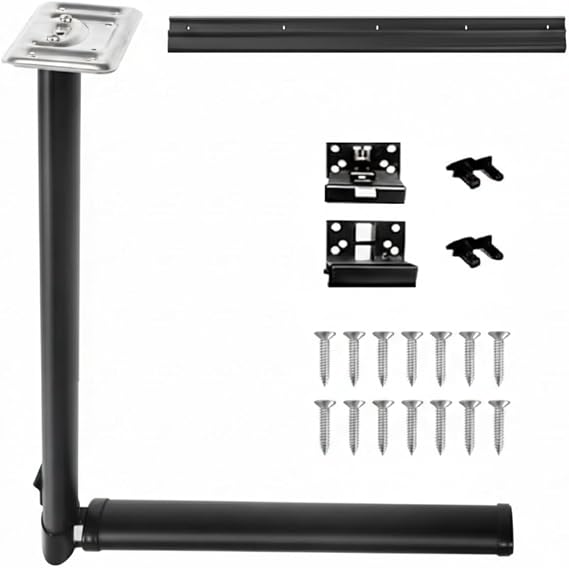 RV Folding Table Leg, 28.7 Inch Aluminum Alloy Detachable Support. 730mm Height Stand for Motorhome, Camper, Travel Trailer & Boat. Heavy Duty Mount for Dinette Desk (Black)