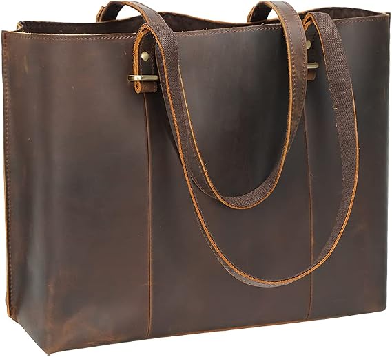 TIDING Full Grain Leather Tote Bag for Women Large Handbag Work Purse