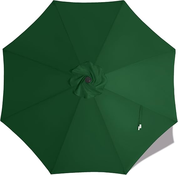MASTERCANOPY 9 ft Replacement Canopy for 8 Ribs - Forest Green | Umbrella Cover, Vented Top, Fits 8-Rib/9 Ft Patio Umbrella Canopy Only (No Pole/Ribs)