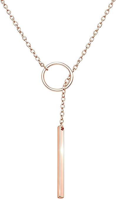 choice of all Rose Gold Necklaces Lariat Necklace for Women Slip Chain Necklace Y-Shaped Pendant Necklaces Trendy Jewelry Gifts