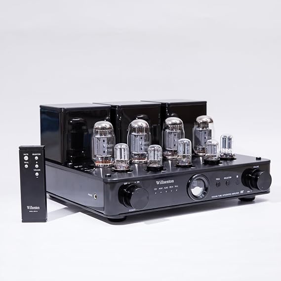 R8 KT88 x4 Tube Amplifier Hi-Fi Integrated Vacuum Tube Amp with Headphone Output KT88,EL34 Replaceable (Black)