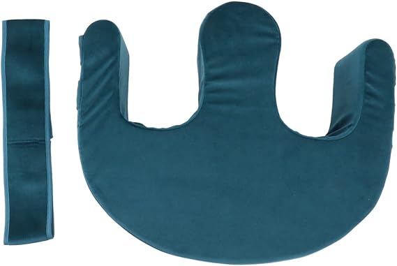 Elderly Turning Device Comfortable U Shaped Turnover Pillow with Bandaged Flannelette Soft Support Pillow for Bedridden Patients (Purplish Blue)