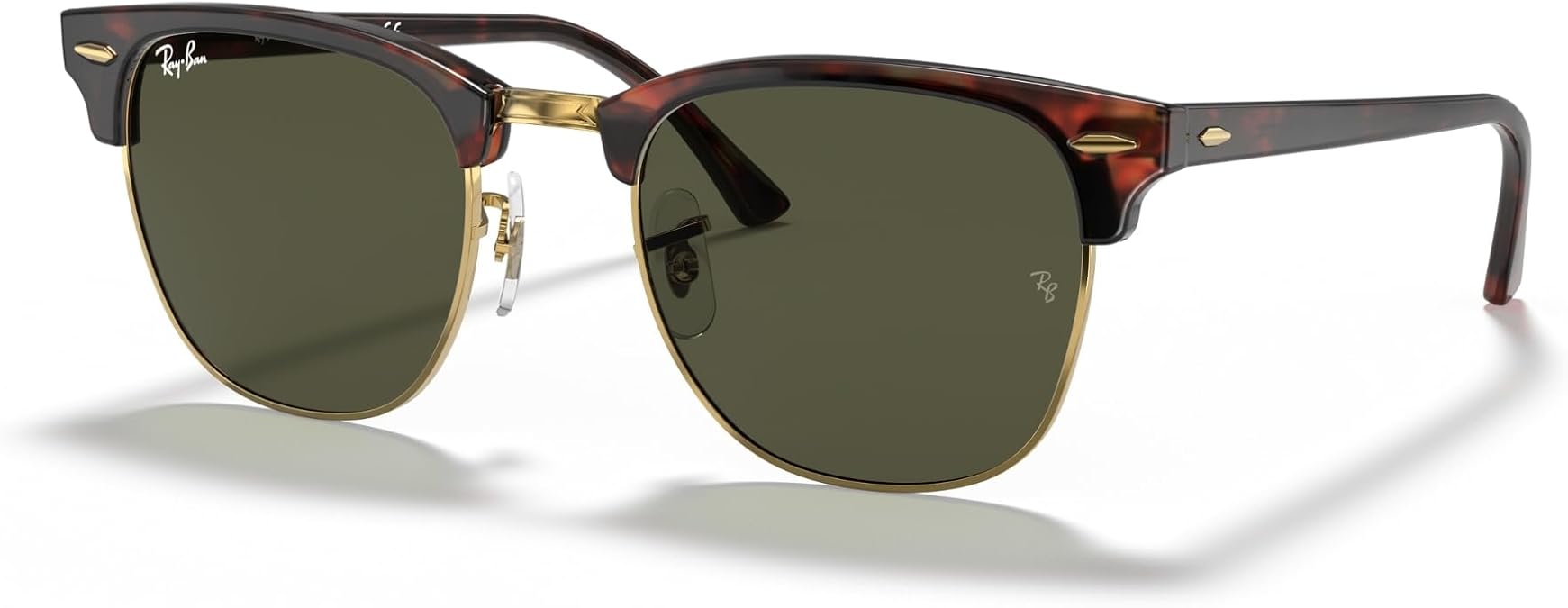 Ray-Ban RB3016 Clubmaster W0366 51MM Tortoise on Gold/Crystal Lens G-15 Green Square Sunglasses for Men for Women