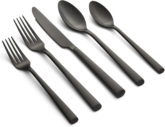 Cambridge Silversmiths Gilda Black Satin 20-Piece Flatware Set, Service for 4