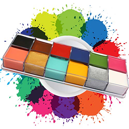 Lystin Professional Face Body Paint Oil 12 Colors Painting Halloween Art Party Fancy Dress Makeup Set Tattoo Oil Painting Art Beauty Face Paint