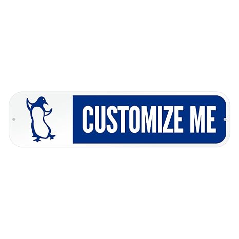 Customize Your Own Blue Street Sign with Penguin Symbol by SmartSign | 6" x 24" 3M EG Reflective Aluminum