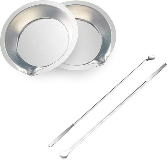 Paint Stirrer and Tray Set (2 Pieces) - Stainless Steel Model Paint Mixer Tool with Double-Ended Spoon & Spatula - Small Metal Palette for Airbrush, Miniature & Hobby Building | Spouted trays for drip-free pouring. Spoon + spatula stirrers for precise mixing , stackable. For model & miniature painting.