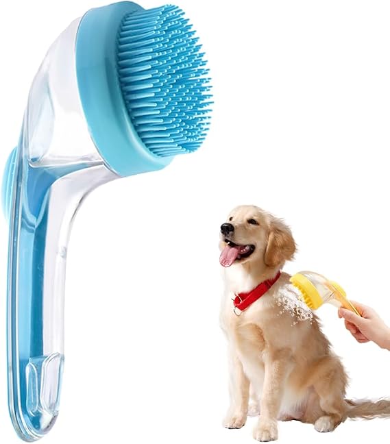 ZiTour Pet Bath Brush, Upgraded Dog Bath Brush Dog Scrubber for Bath, Bathing Dog Grooming Massage Brush for Long Short Haired Dogs Cats Shower (Blue)