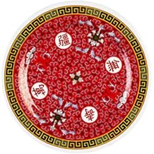 Thunder Group Peacock Collection 12-Pack Plate, 6-Inch, Melamine, Red
