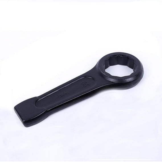 Slogging Ring Spanner 24-55mm Box End Wrench Metric Single Ring Flat Spanner Slogging Wrench Train Tube Extension Tool Car Key (46mm)