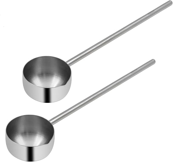 2Pcs Stainless Steel Cooking Spoons, Sauce Scoop with Long Handle 304 Stainless Steel Deep Oil Sauce Spoon for Kitchen Cooking, Serving