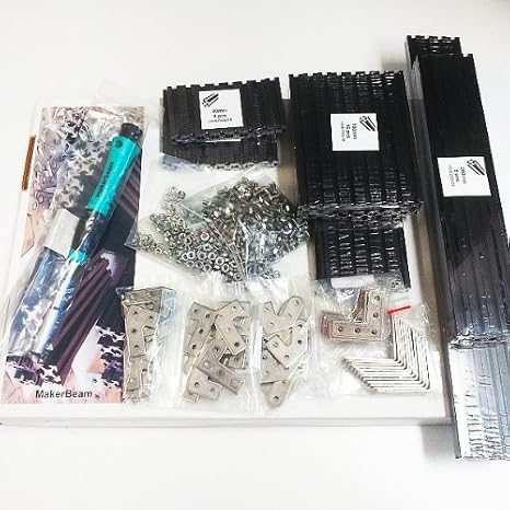 Regular Starter Kit Black Anodized Including Beams (10x10mm in Diameter), Brackets, Nuts and Bolts