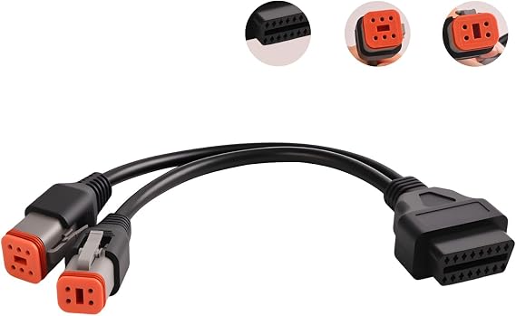 OBD2 Adapter for Harley Davidson, 2-in-1 [4 Pin + 6 Pin] to 16 Pin Motorcycle Diagnostic Cable, Professional Scanner Tool Connector for Softail, Sportster Models