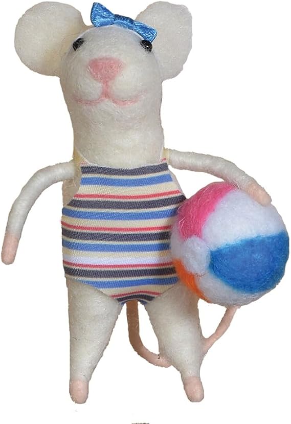 Homart Beach Ball Swimmer Mouse Wool Ornament 4.75" H